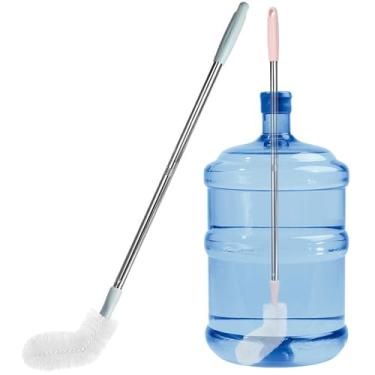 Imagem de Pacote com 2 escovas de garrafa de 75 cm extra longas de aço inoxidável escovas dobráveis de nylon escovas de limpeza de balde de água duráveis de 5 galões para limpeza de balde de água de 360° para