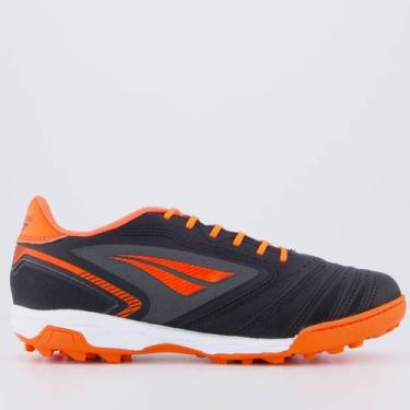 Imagem de Chuteira Penalty Brasil 70 Y-1 Society Preta e Laranja, 40