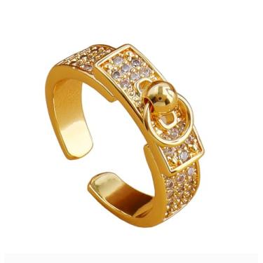 Imagem de Yuangu Anel Amizade Amor Banhado a Ouro 18 K Banhado a Prata Ajustável Zircônia Cúbica Aço Inoxidável Aliança de Casamento Joias Presentes de Aniversário para Mulheres, Aço inoxidável, Zircônia cúbica