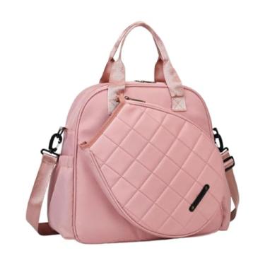Imagem de RNXRZANK Bolsa de Tênis, Bolsa de Badminton, Bolsa de Raquete de Tênis, Bolsa de Ombro Feita em Tecido Oxford com Alça Removível para Adultos para a Academia, Rosa