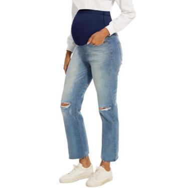 Imagem de Jeans de maternidade Beauty Straight Leg Over The Belly Blue 14 - Peau