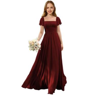 Imagem de Vestido Augday Flower Girl Wedding Guest Borgonha tamanho 14 meninas