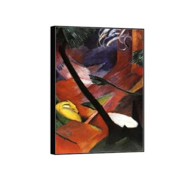 Imagem de Impressão em tela pintura famosa imagem de parede - veado na floresta II - pôster moldura preta para sala de estar banheiro decoração de casa 50 x 70 cm 20 x 27 pol