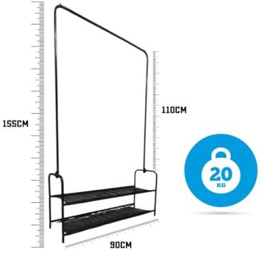 Imagem de Arara de Roupas Organizadora de Chão para Cabides em Aço Antiferrugem - Varal Multiuso com Arara Cabideiro(BRANCO)