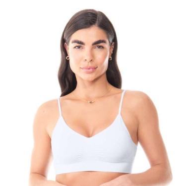 Imagem de Sutiã Top Alça Fina Regulável com Bojo Removível sem Costura Branco Ze