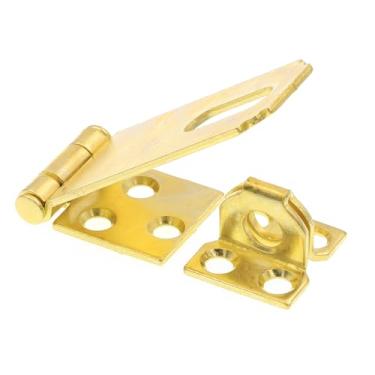 Imagem de Prime-Line U 117056 Porta e portão, trava de dobradiça de ferrolho de segurança com grampo fixo de 6 cm com parafusos, banhado a latão (pacote único)