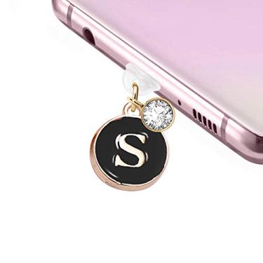 Imagem de ELISE & FONDA TP45 Nova porta de carregamento USB tipo C plugue antipoeira bonito redondo letra S pingente de telefone celular charme para Samsung Galaxy/Huawei/OnePlus/Xiaomi/Oppo Novos telefones