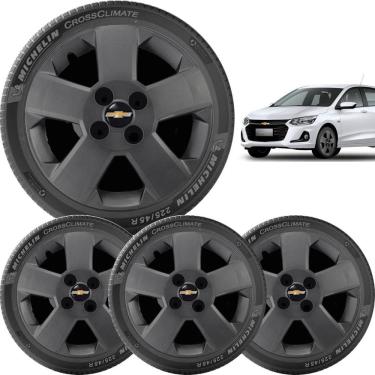 Imagem de 4X Calotas Chevrolet Prisma Onix Corsa Aro 14 Grafite 087Cb