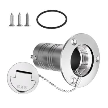 Imagem de Tampa de enchimento de gás para barco, 38 mm, aço inoxidável marítimo 316 para enchimento de convés de barco/tampa de enchimento para barco, iate, trailer, caminhões, tratores com parafusos, anel de