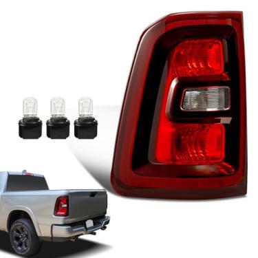 Imagem de KNSPEC Luz traseira de halogêneo compatível com Dodge Ram 1500 2025 moldura preta lâmpada traseira incandescente conjunto de luz traseira lado esquerdo do motorista com lâmpadas 68531049AA (25 RAM1500