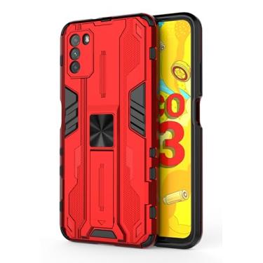 Imagem de SORAKA Capa para Xiaomi POCO M3 com suporte Capa de proteção resistente para Xiaomi POCO M3 Capa com placa de metal para suporte magnético para carro Capa Silm Fit