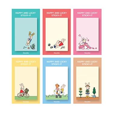Imagem de Monolike Happy and Lucky Sticky-it - Conjunto de 6p autoadesivo bloco de notas 50 folhas