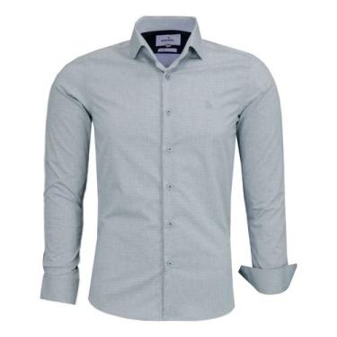 Imagem de Camisa Social Mesclado Amil Slim Manga Longa Elastano 1875, Cinza, 3