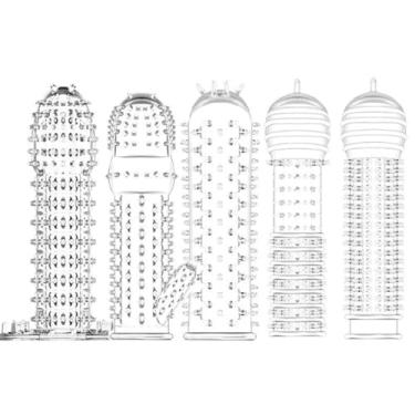 Imagem de Capa Peniana Texturizada Transparente – Aumento de Tamanho até 5cm e Espessura até 1cm, Modelos Sortidos