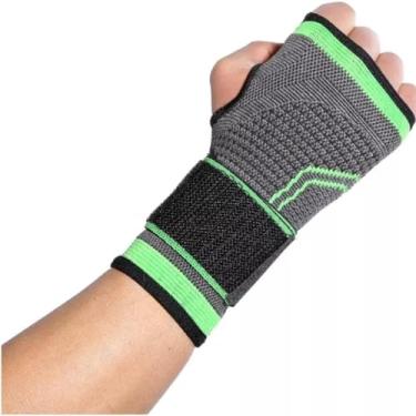 Imagem de Munhequeira Esportiva Ajustável, Preto e Verde, Suporte Estabilizador para Pulso, Design Ergonômico