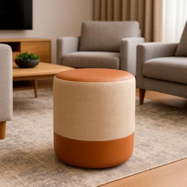 Imagem de Puff Plus com Acabamento Premium – Assento Extra para Sala, Quarto ou Closet BEGE CARAMELO