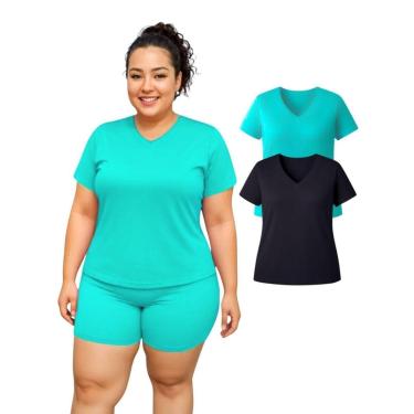 Imagem de Kit 2 Camiseta Manga Curta Dry Fitness Academia Plus Size-Feminino