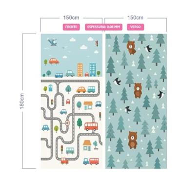 Imagem de Tapete Infantil Dobrável 180x150cm – Cidade Divertida e Floresta Encantada, Conforto e Segurança