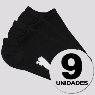 Imagem de Kit Meia Puma Sapatilha 9 Pares Infantil Preta, 25-28
