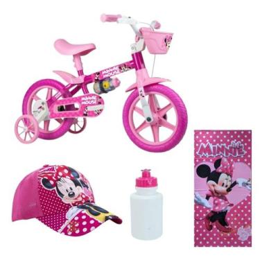 Imagem de Bicicleta Infantil Minnie Rodinhas Passeio 4 Itens - Nathor