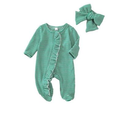 Imagem de Roupa de peça única Ayalinggo Newborn Ruffle Zip Green 6-12M