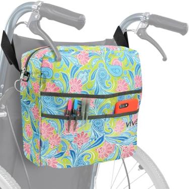 Imagem de Vive Bolsa para cadeira de rodas – Lavável na máquina, costura dupla, mochila acessória resistente à água para andadores, cadeiras de rodas, andadores – Bolsa com bolsos GG e alças para instalação