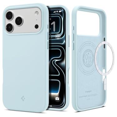 Imagem de Capa Spigen para iPhone 17 Pro, encaixe de silicone [MagFit] projetada para Apple iPhone 17 Pro - Azul Mudo