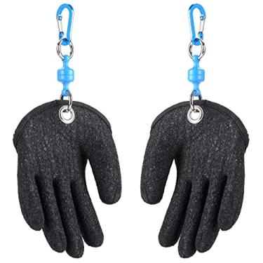 Imagem de TOPIND Luvas de pesca anticorte, luvas de caça, antiderrapantes e impermeáveis, luvas de látex para caça com fio de PE com ferramentas de pesca de liberação magnética