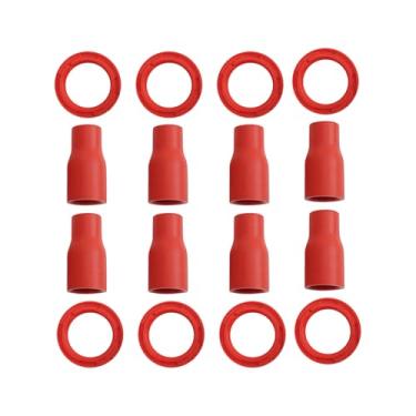 Imagem de TRQ Conjunto de botas de bobina de ignição de desempenho vermelho compatível com 2017 Genesis G80 2011-2016 Hyundai Equus 2009-2016 2009 Kia Borrego 2015-2017 K900