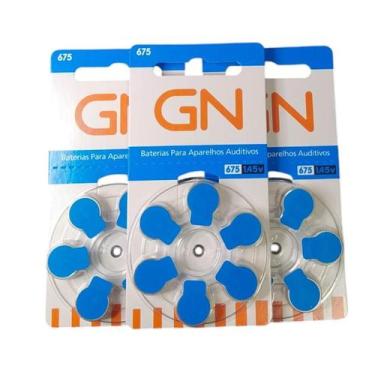Imagem de 30 Baterias Pilhas P/ Aparelho Auditivo GN Tamanho 675