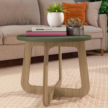 Imagem de Mesa Centro Redonda 65cm Para Sala Mdf Rexxar Menta/carvalho A09 - Mpozenato