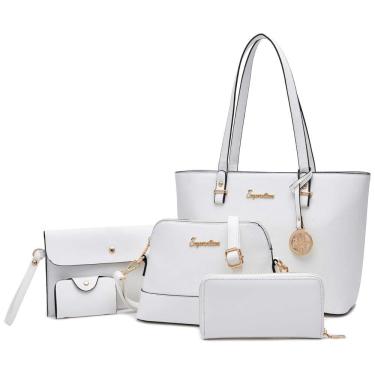 Imagem de Bolsa de mão para mulheres carteira sacola bolsas de ombro com alça superior 5 peças conjunto de bolsa, SOPERWILLTON