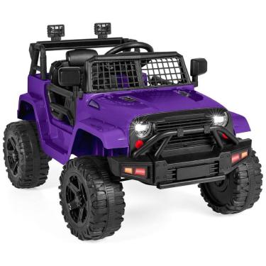 Imagem de Caminhão Elétrico Infantil 12V da Best Choice Products com Controle Remoto dos Pais, Suspensão a Molas, Luzes de LED, Porta AUX - Roxo