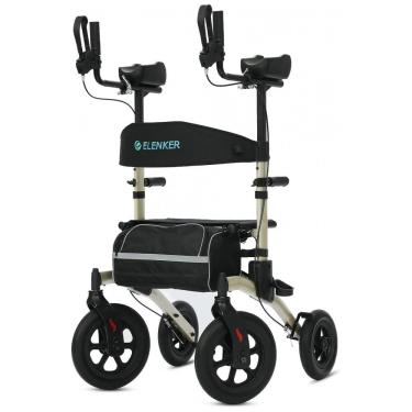 Imagem de Andador para Idosos e Adultos com Assento e Design Dobrável Compacto, até 136 Quilos, ELENKER, Champanhe