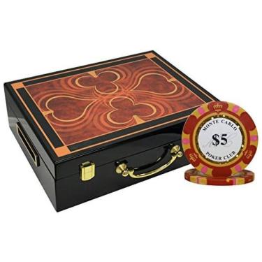 Imagem de Maleta de Poker em Madeira com 500 Fichas Numeradas Monte Carlo, Mrc Poker, Preta