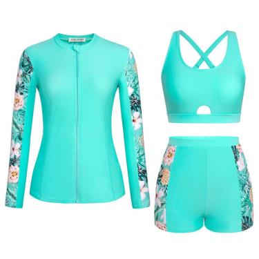 Imagem de Fatos de banho Kate Kasin Rash Guard de manga comprida, 3 peças, 2GG, femininos