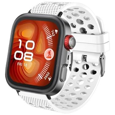 Imagem de Pulseira esportiva de silicone compatível com Huawei Watch Fit 4 Pro, compatível com Huawei Watch Fit 4 Pro, Fit 4, Fit 3 (branca, para Fit 4 Pro, Fit 4, Fit 3)