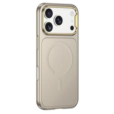 Imagem de HAOMRIYL Capa magnética para iPhone 17 Pro Max/17 Pro, capa protetora para câmera, fina, à prova de choque, rígida, capa de telefone para PC, cinza, 17 Pro