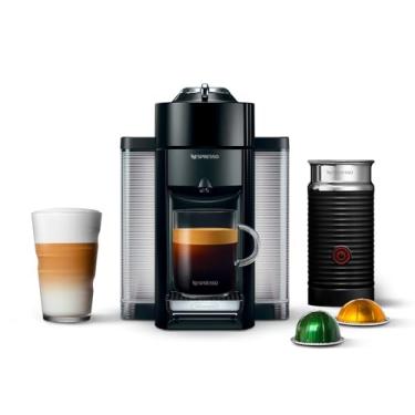 Imagem de Máquina de café e café expresso Nespresso Vertuo da De'Longhi, preto piano com espumador de leite aeroccino