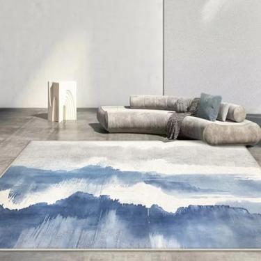 Imagem de Tapete para sala de estar, decoração de sofá, azul, tapete grande para áreas externas (3,2 x 6,5 pés (100 x 200 cm)/CX167-Flannel-10)