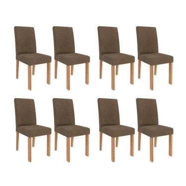 Imagem de Kit 8 Cadeiras para Sala de Jantar Estofadas maia Cinamomo/Mascavo