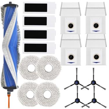 Imagem de Acessórios de peças de reposição T30s compatíveis com o aspirador de pó robô Ecovacs T30s, incluindo 1 escova principal, 4 filtros Hepa, 4 almofadas de esfregão, 4 escovas de varredura de bordas, 4