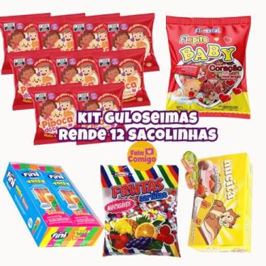 Imagem de Kit 5 Guloseimas Rende 12/20/30/40/50/100 Sacolinhas Aniversário Infantil Pipoquinha Bala Fini Nucita (Rende 12 sacolinhas)