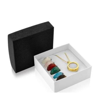 Imagem de Colar relicário árvore da vida com 7 pedras naturais dourado