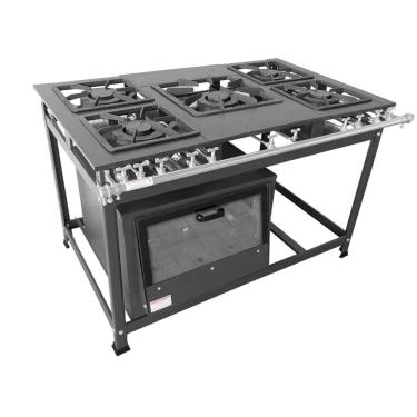 Imagem de Fogão Industrial 5 Bocas Duplas 30x40 P7 com Forno Leona
