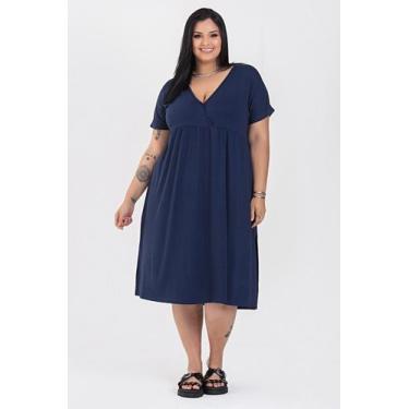Imagem de Vestido Plus Size Malha de Viscose Detalhe Transpassado - Serena, Mari