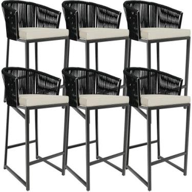 Imagem de Kit 06 Banqueta Para Área Gourmet Cozinha Varanda D04 Preto - LYAM DEC