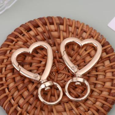 Imagem de 2 peças de fivelas giratórias em forma de coração, gatilho, chaveiro, fivela, fechos, ganchos, anéis para chaveiros, bolsa, bolsa e bolsa de mão (ouro)