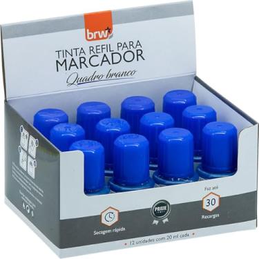 Imagem de Tinta para Marcador de Quadro Branco, BRW, 20 ml, Azul, Caixa com 12