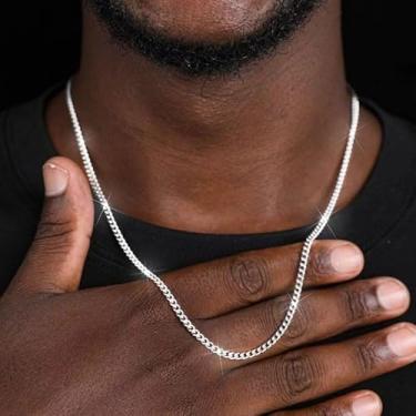 Imagem de Colar masculino moderno de liga de titânio, colar com pingente de corrente cubana elegante e simples, joia descolada, adequada para uso casual diário, excelente presente para pais e namorados, 3MM